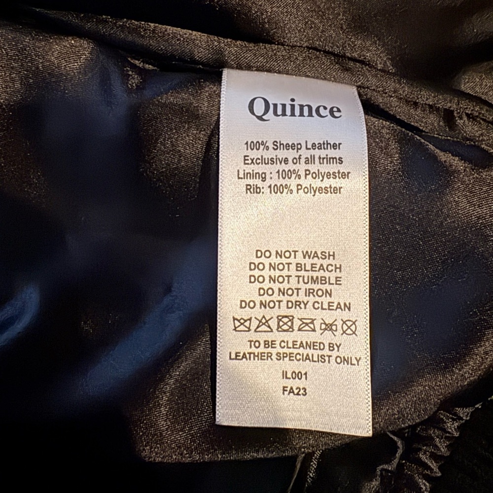 Quince Black Leather Bomber Jacket - Picture 6 of 12